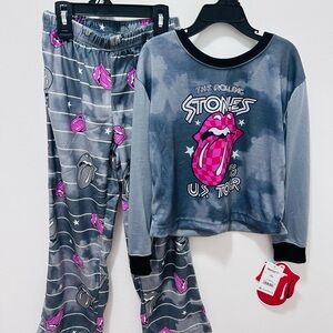 The Rolling Stones Kids Pajama Set - Gray and Pink